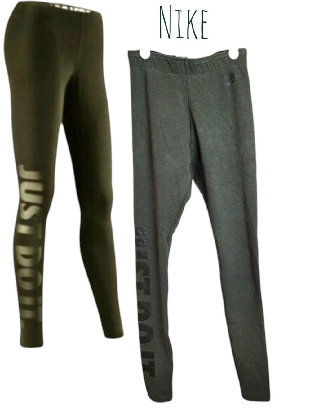 Nike Women's Leg-A-See JUST DO IT Khaki Olive green running tights leggings xs